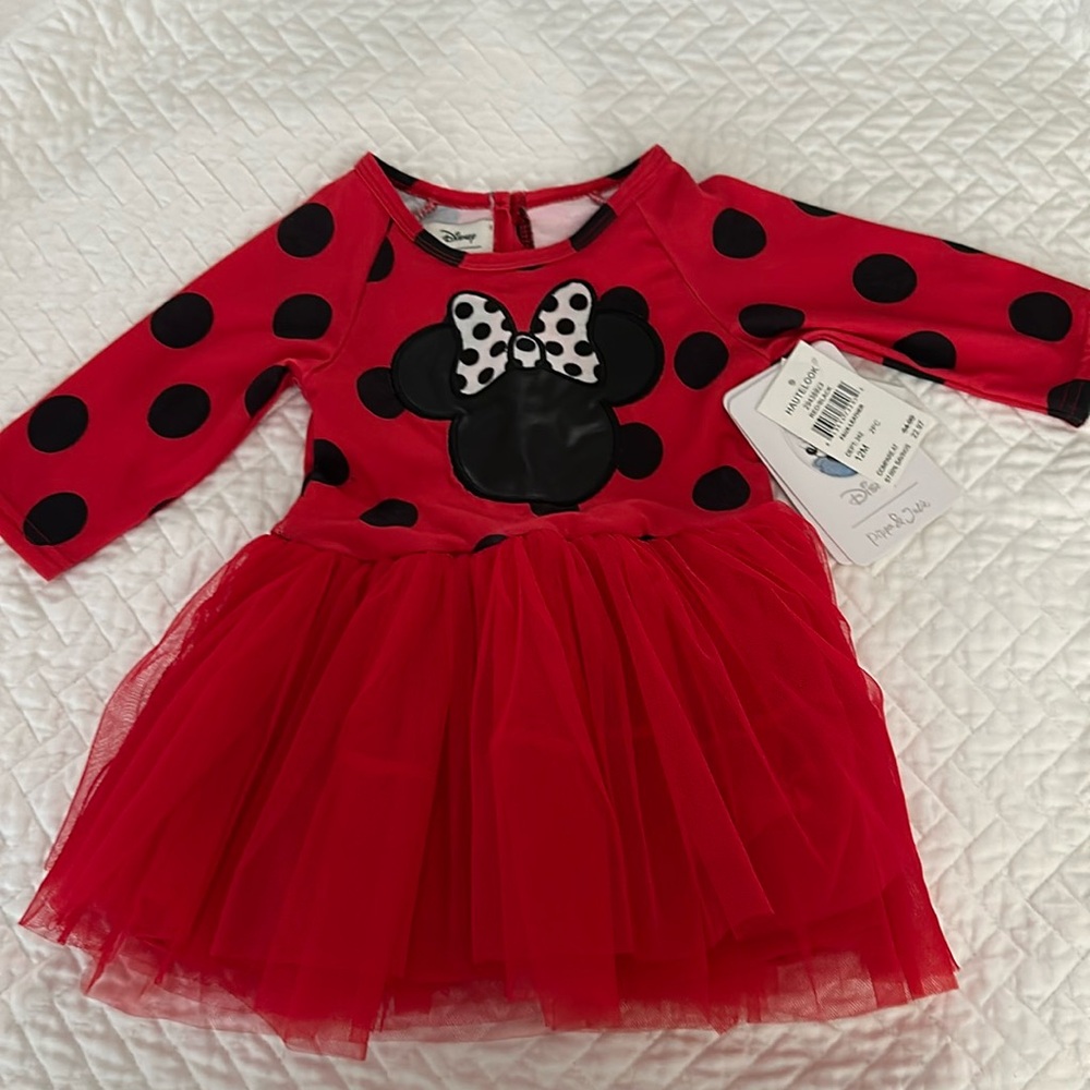 NWT. Minnie tutu dress with faux leather patch.